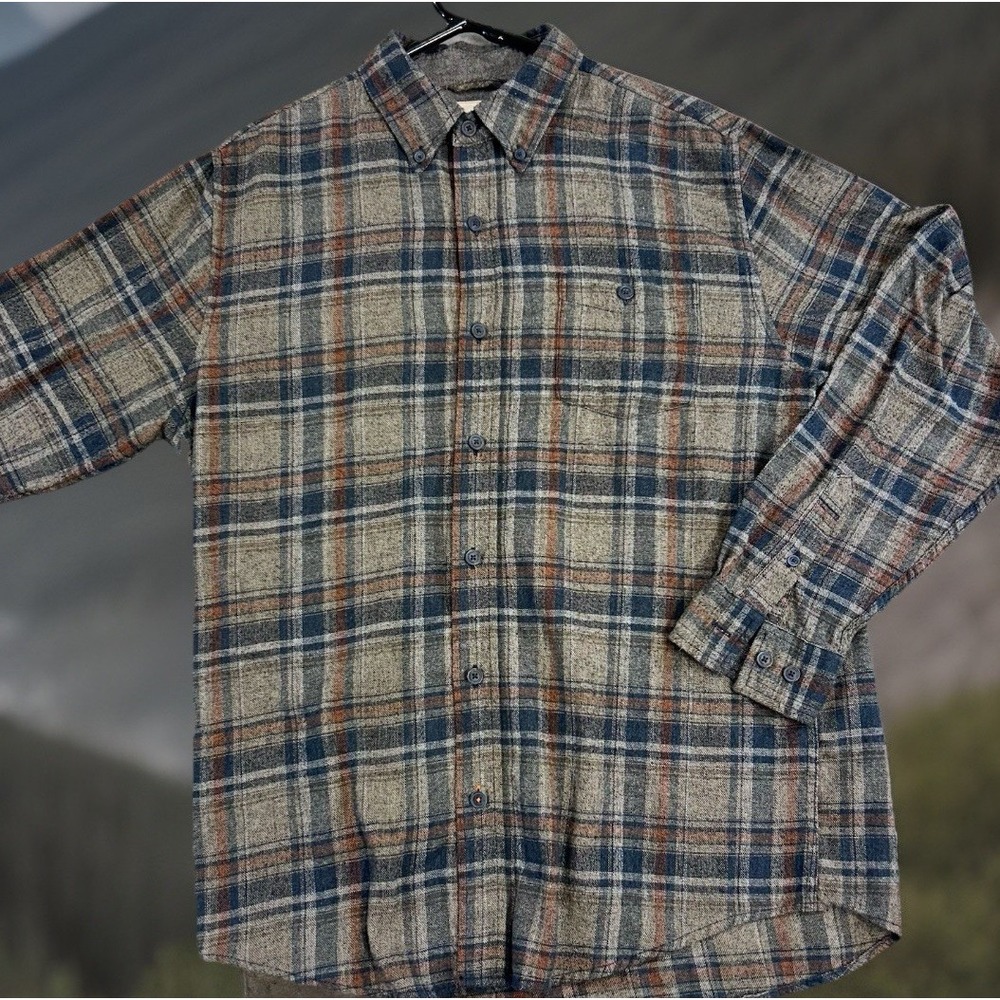 Weatherproof Vintage Men's Plaid Flannel Shirt Size Medium Blue Gray Brown